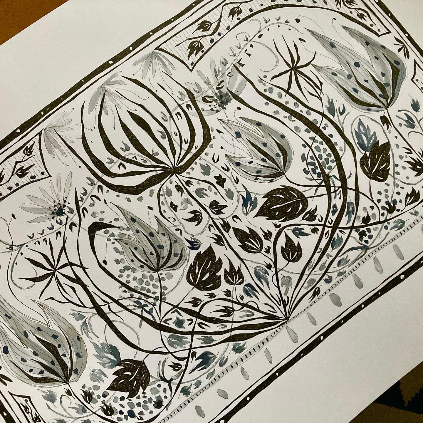 Illustrated Greetings Card (blank inside) with Kraft Brown Envelope (127mm x 177mm) - Falling Leaves No. 2