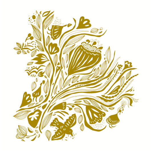 Screen Printed Tote Bags - Bouquet (gold)