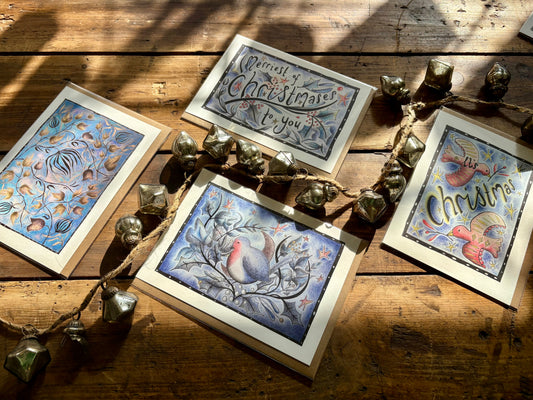 Illustrated Greetings Card (blank inside) with Kraft Brown Envelope (127mm x 177mm) - Stary, Stary Night