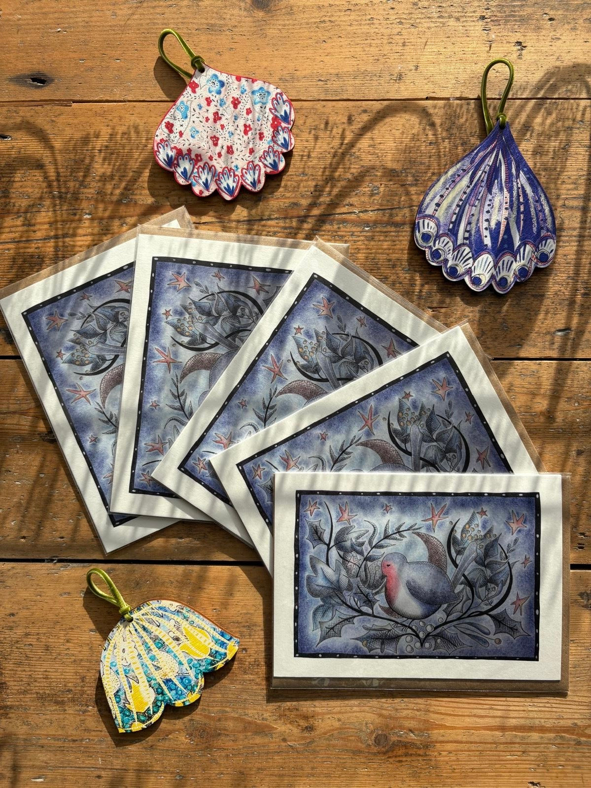 Pack of 5 - Illustrated Greetings Card (blank inside) with Kraft Brown Envelope (127mm x 177mm) - Stary, Stary Night