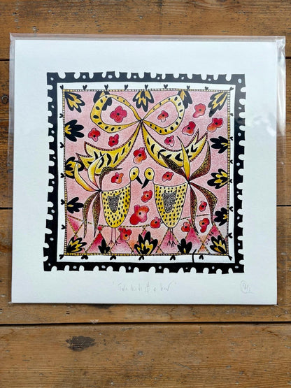 Fine Art Giclée Print - ‘Two birds and a bow’ from ‘The Stamp Collection’