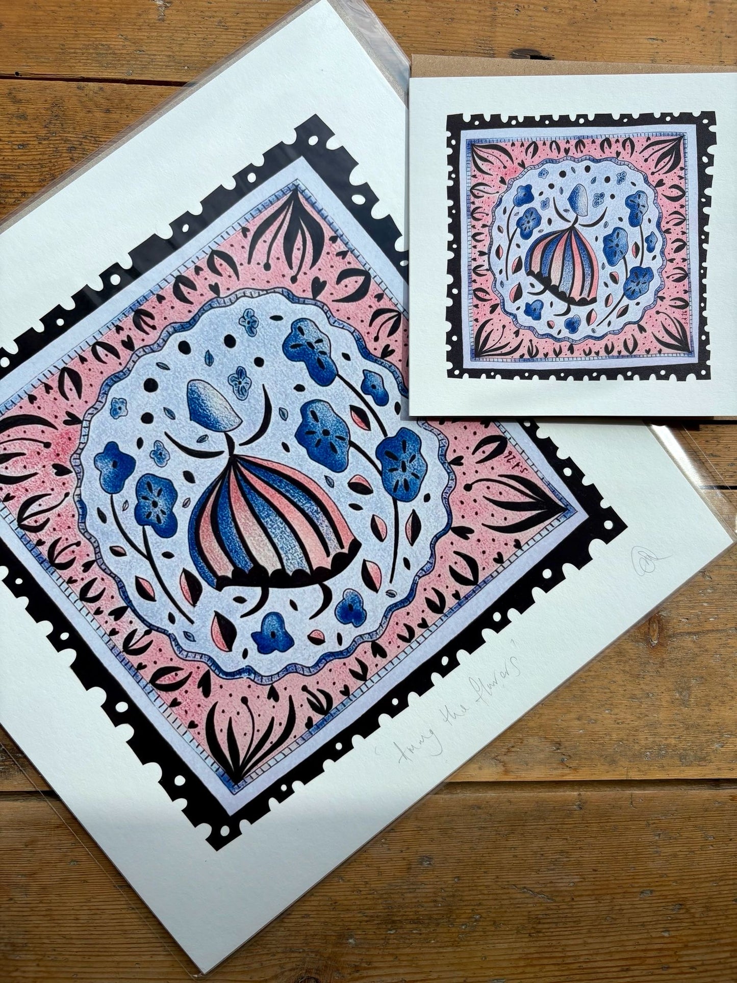 Fine Art Giclée Print - ‘Among the flowers’ from ‘The Stamp Collection’
