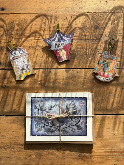 Pack of 5 - Illustrated Greetings Card (blank inside) with Kraft Brown Envelope (127mm x 177mm) - Stary, Stary Night