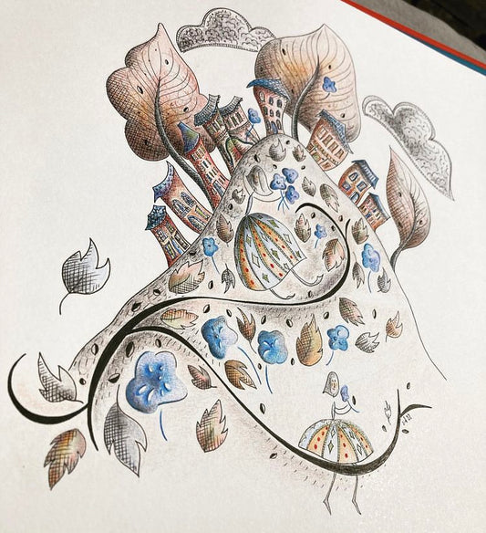 Illustrated Greetings Card (blank inside) with Kraft Brown Envelope (145mm x 145mm) - Sisters