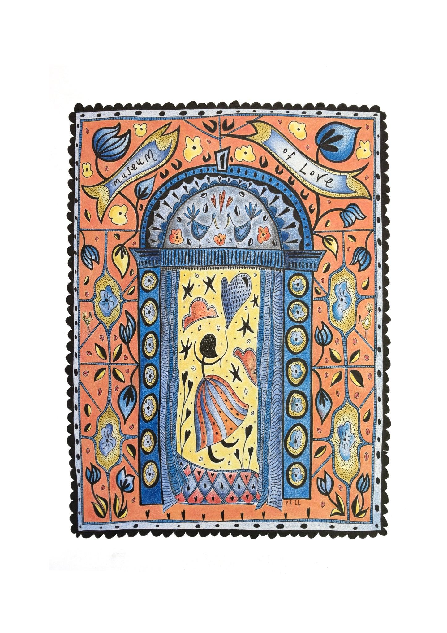 Illustrated Greetings Card (blank inside) with Kraft Brown Envelope (127mm x 177mm) - Museum of Love