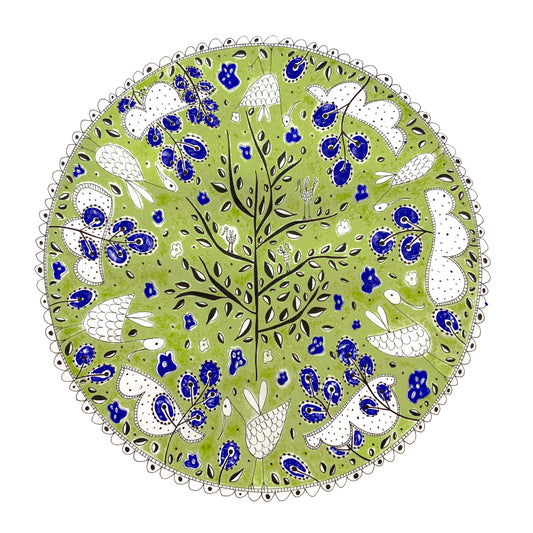 Illustrated Greetings Card (blank inside) with Kraft Brown Envelope (145mm x 145mm) - Green Round