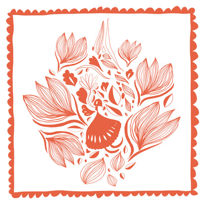 Illustrated Greetings Card (blank inside) with Kraft Brown Envelope (145mm x 145mm) - The Nature Lover (orange)