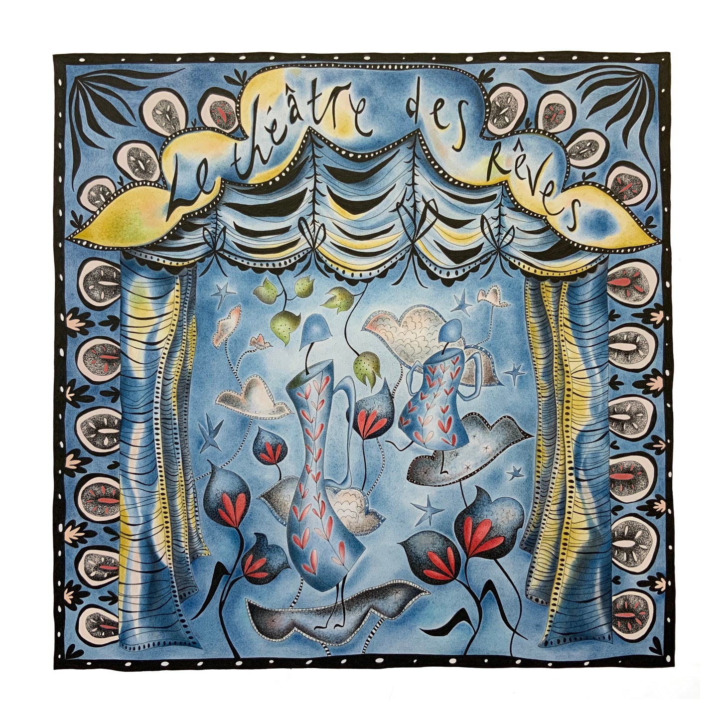 Illustrated Greetings Card (blank inside) with Kraft Brown Envelope (145mm x 145mm) - All The World’s A Stage