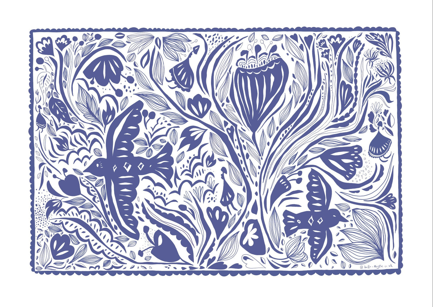 Illustrated Greetings Card (blank inside) with Kraft Brown Envelope (127mm x 177mm) - Natures Tapestry (purple)