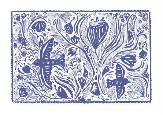 Illustrated Greetings Card (blank inside) with Kraft Brown Envelope (127mm x 177mm) - Natures Tapestry (purple)