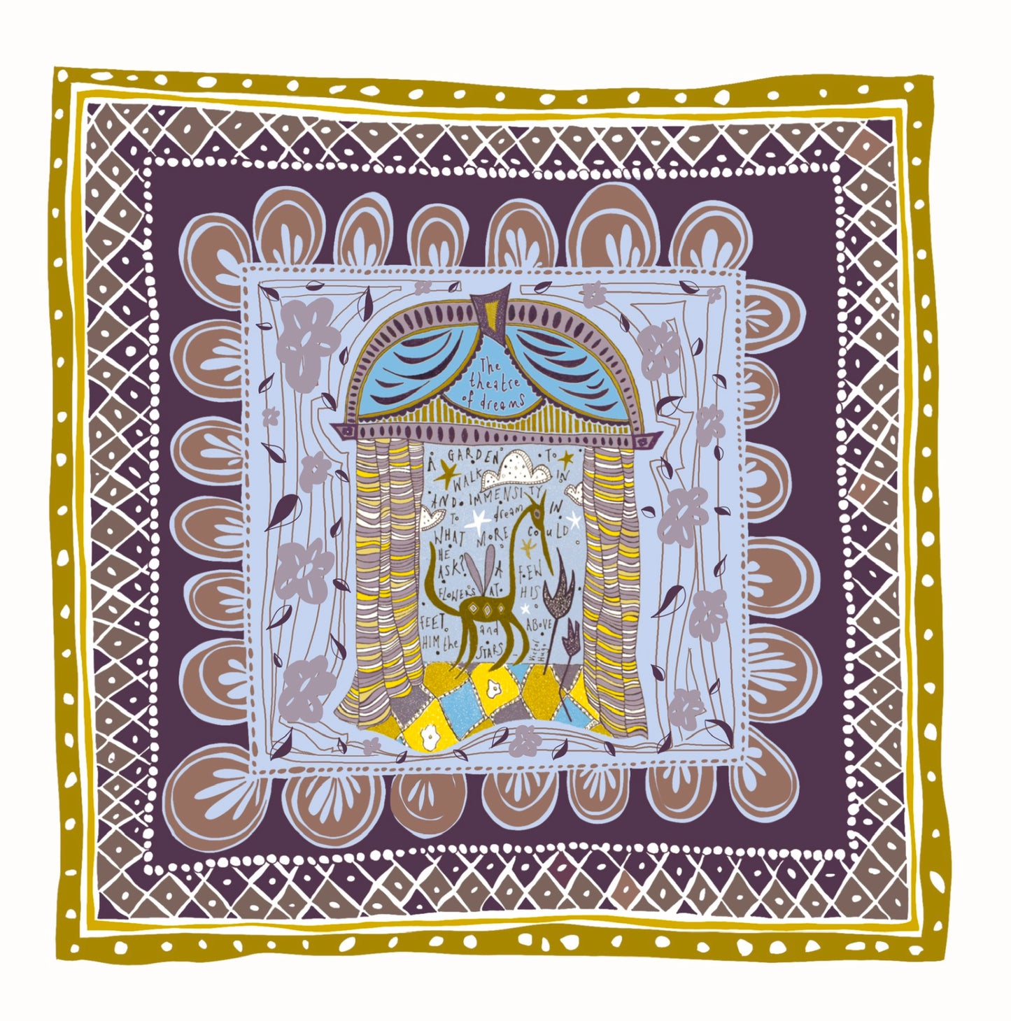 Illustrated Greetings Card (blank inside) with Kraft Brown Envelope (145mm x 145mm) - Decorative Dreams