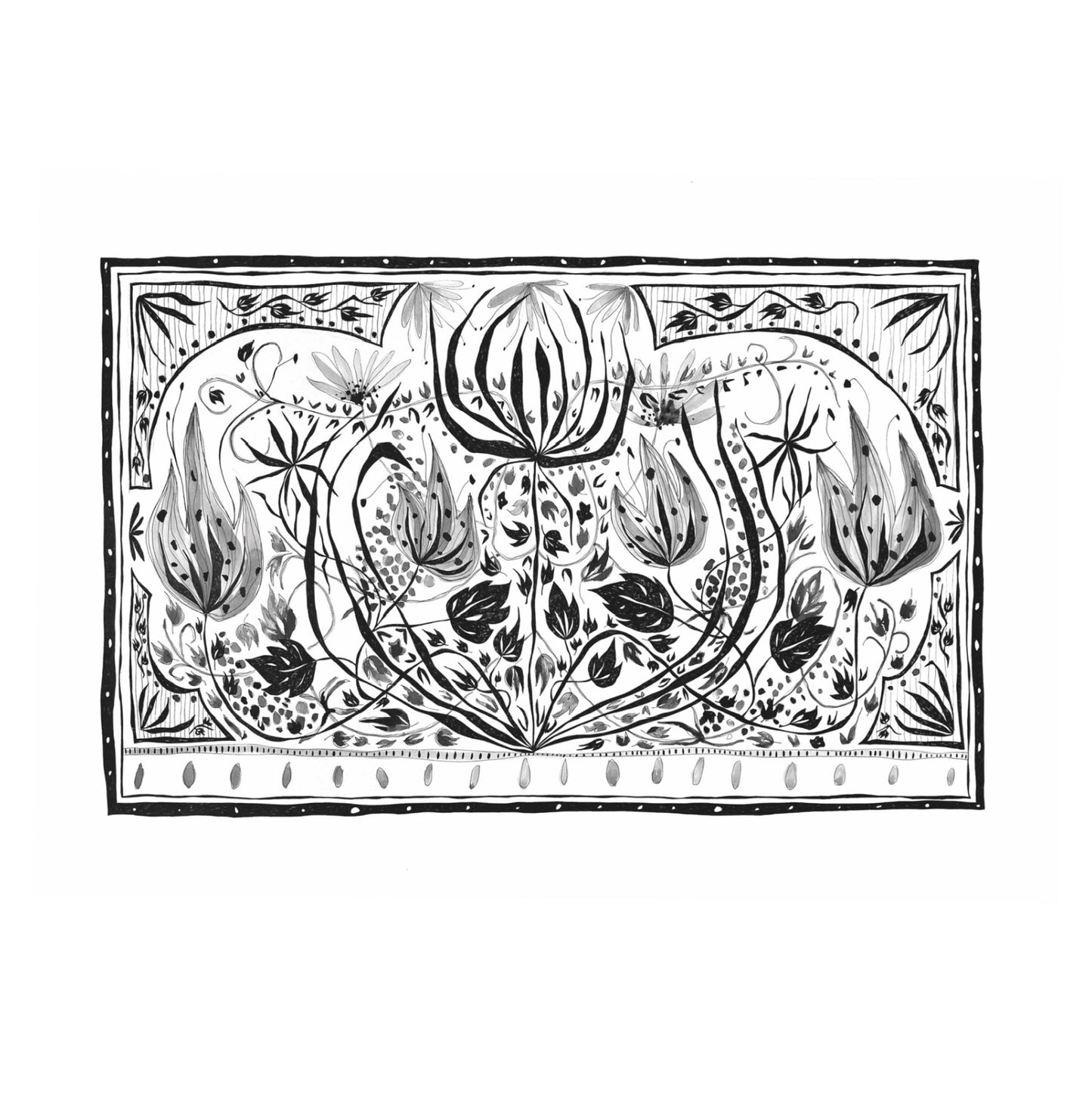 Illustrated Greetings Card (blank inside) with Kraft Brown Envelope (127mm x 177mm) - Falling Leaves No. 2