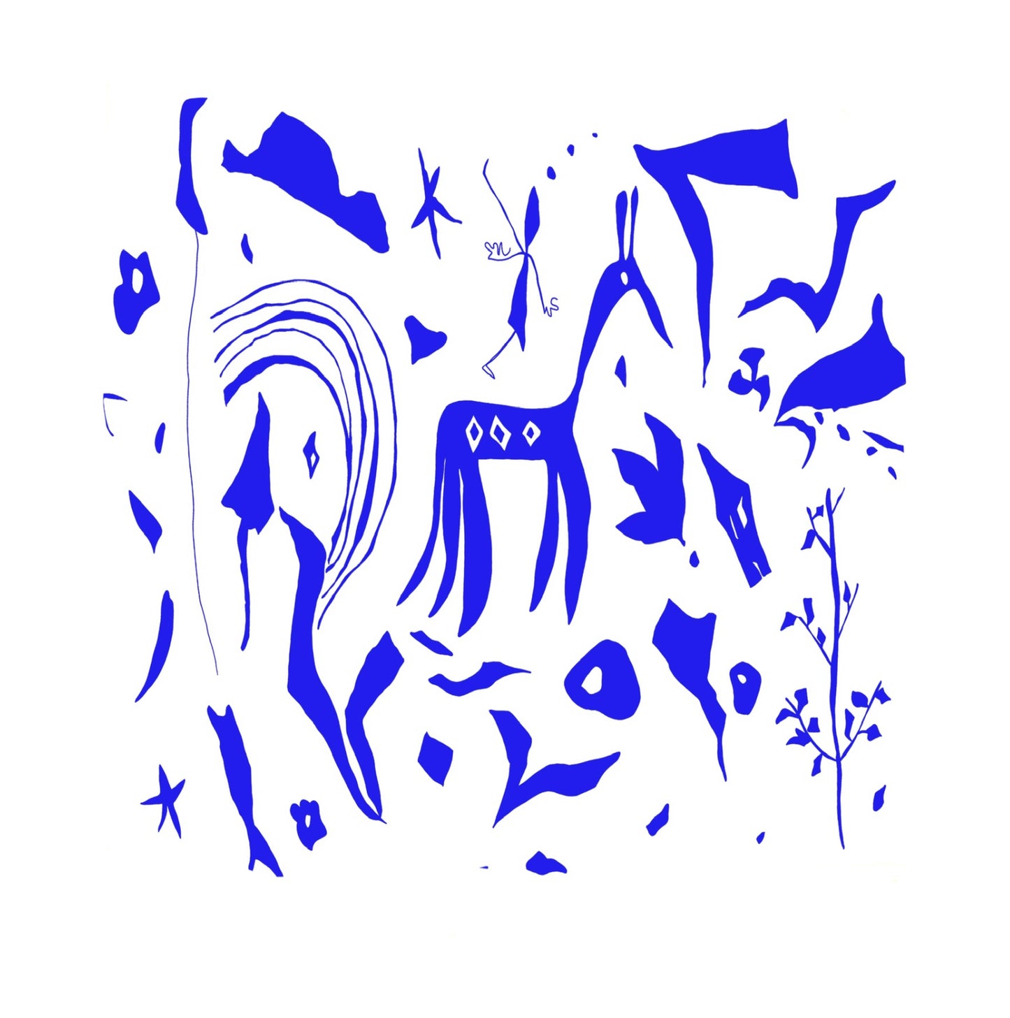 Illustrated Greetings Card (blank inside) with Kraft Brown Envelope (145mm x 145mm) - The Cut-Outs (blue)