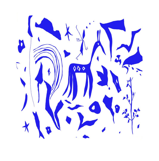 Illustrated Greetings Card (blank inside) with Kraft Brown Envelope (145mm x 145mm) - The Cut-Outs (blue)