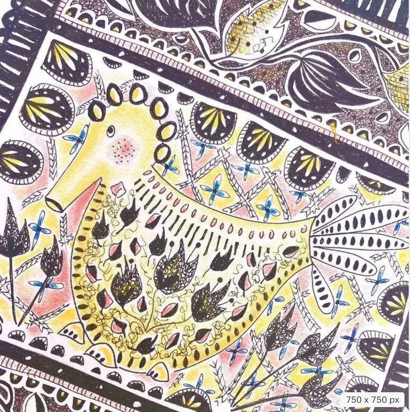 Illustrated Greetings Card (blank inside) with Kraft Brown Envelope (127mm x 177mm) - Birdy Num Nums