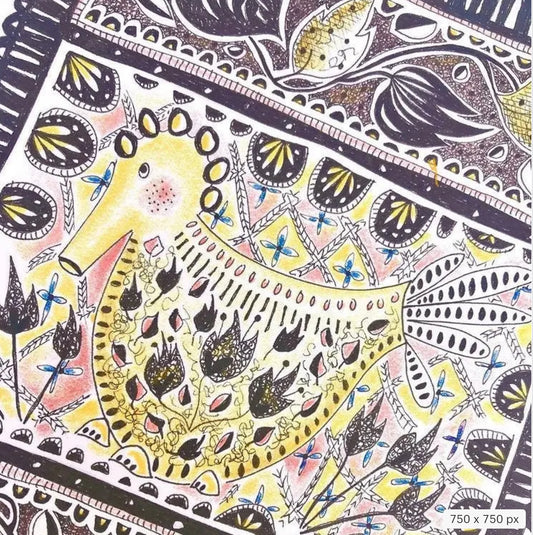 Illustrated Greetings Card (blank inside) with Kraft Brown Envelope (127mm x 177mm) - Birdy Num Nums