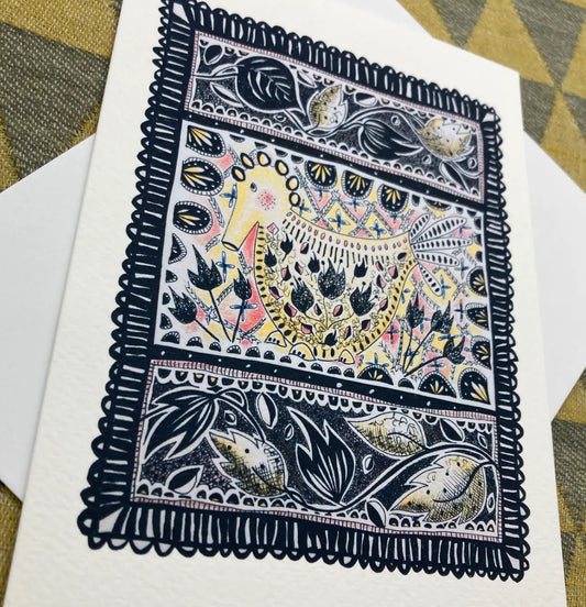 Illustrated Greetings Card (blank inside) with Kraft Brown Envelope (127mm x 177mm) - Birdy Num Nums