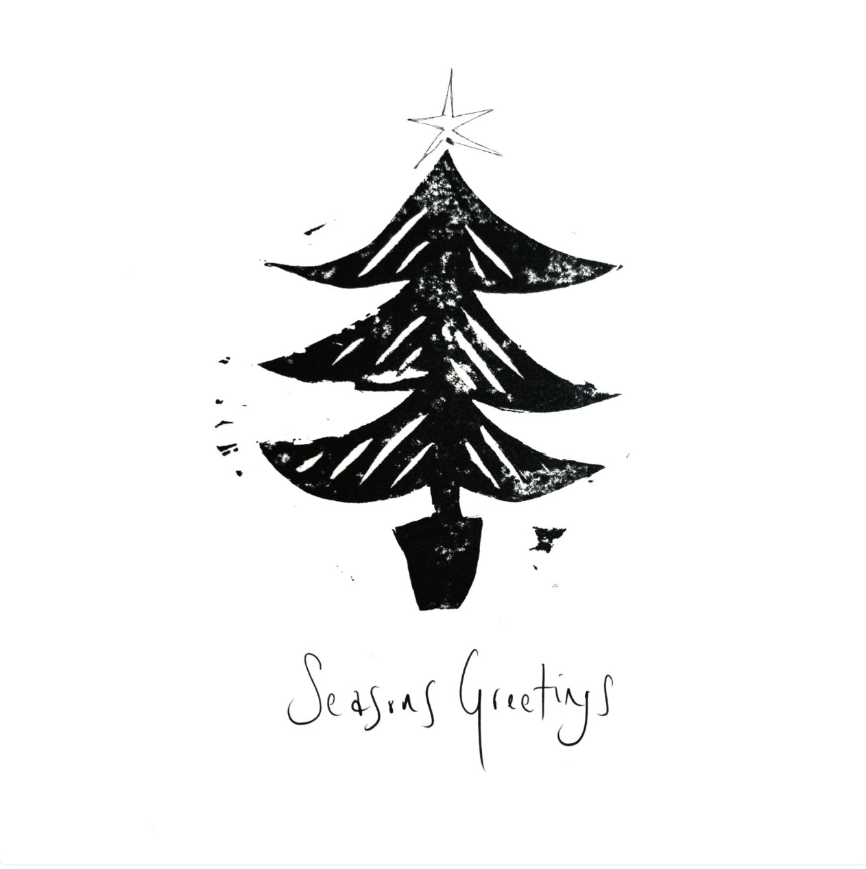 Illustrated Greetings Card (blank inside) with Kraft Brown Envelope (145mm x 145mm) - Seasons Greetings (black)