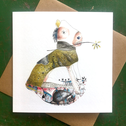 Illustrated Greetings Card (blank inside) with Kraft Brown Envelope (145mm x 145mm) - A Horse With No Name