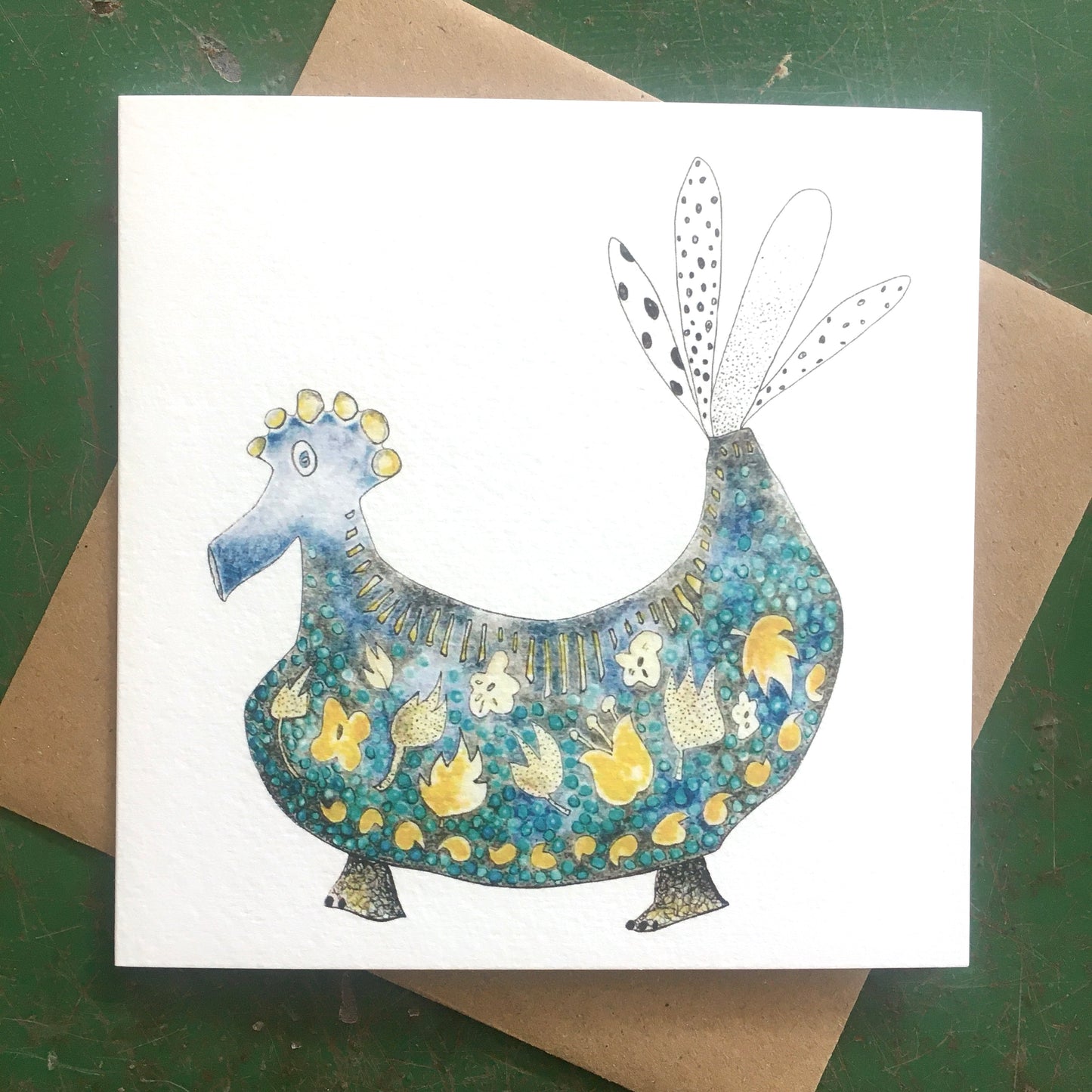 Illustrated Greetings Card (blank inside) with Kraft Brown Envelope (145mm x 145mm) - Tweet