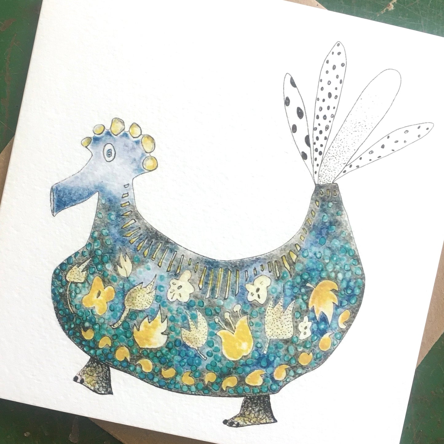 Illustrated Greetings Card (blank inside) with Kraft Brown Envelope (145mm x 145mm) - Tweet