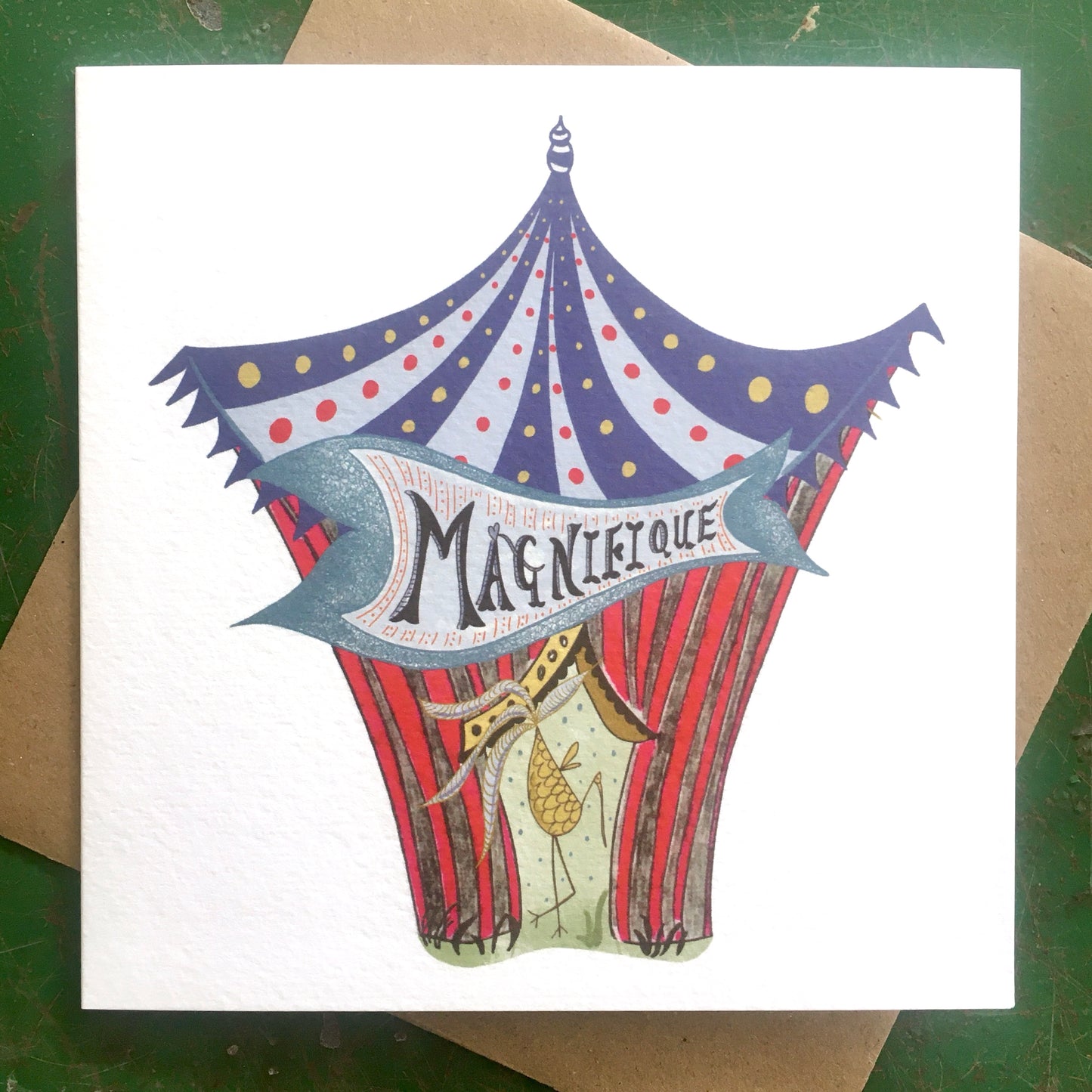 Illustrated Greetings Card (blank inside) with Kraft Brown Envelope (145mm x 145mm) - Magnifique!