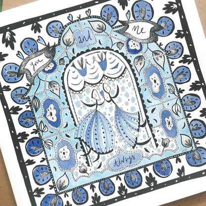 Illustrated Greetings Card (blank inside) with Kraft Brown Envelope (145mm x 145mm) - You and me