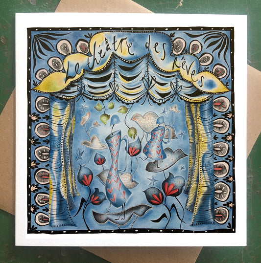 Illustrated Greetings Card (blank inside) with Kraft Brown Envelope (145mm x 145mm) - All The World’s A Stage