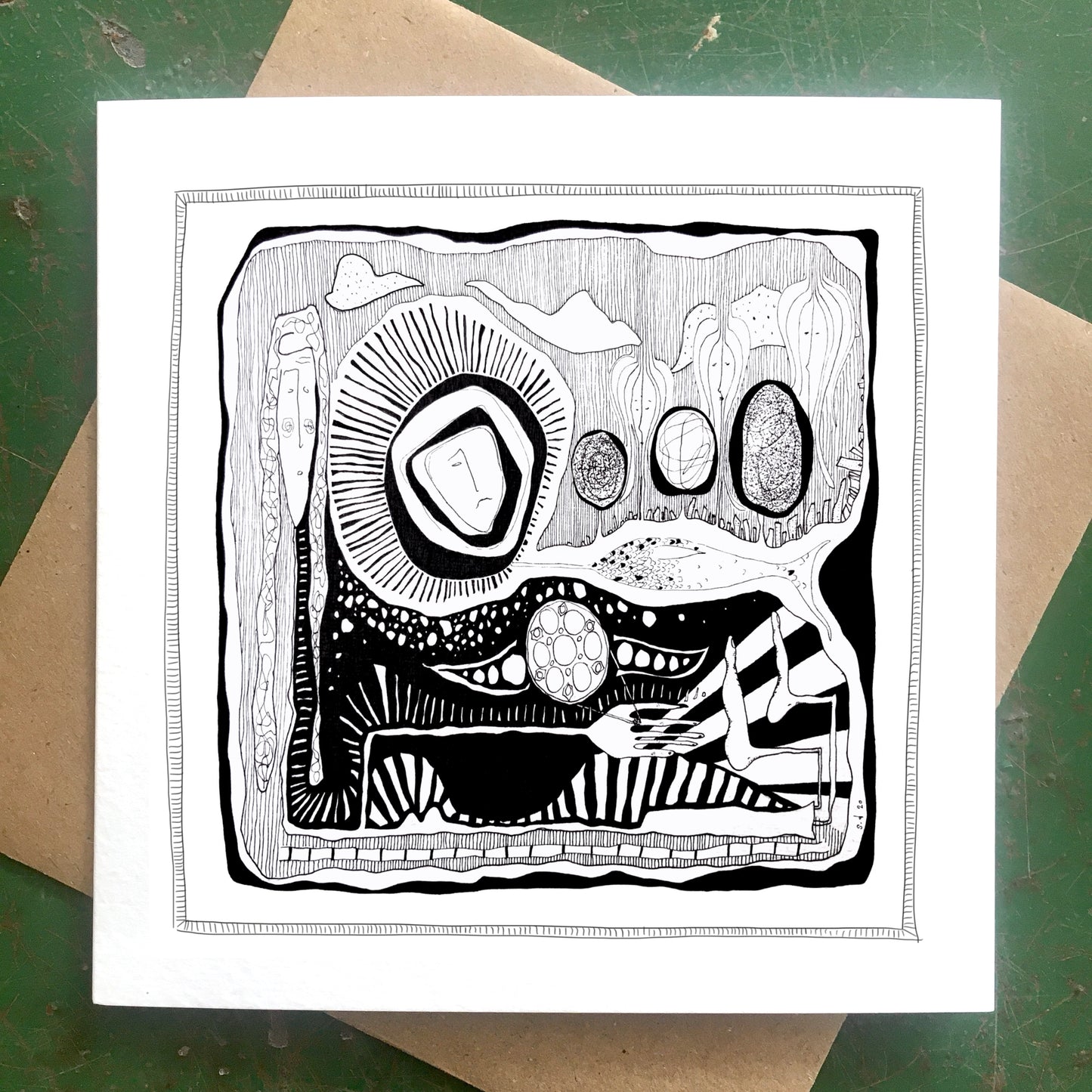 Illustrated Greetings Card (blank inside) with Kraft Brown Envelope (145mm x 145mm) - Dearly, My Beloved