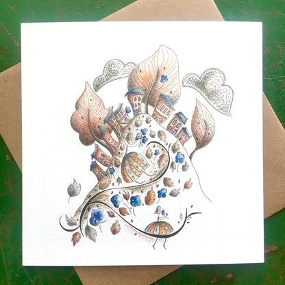 Illustrated Greetings Card (blank inside) with Kraft Brown Envelope (145mm x 145mm) - Sisters