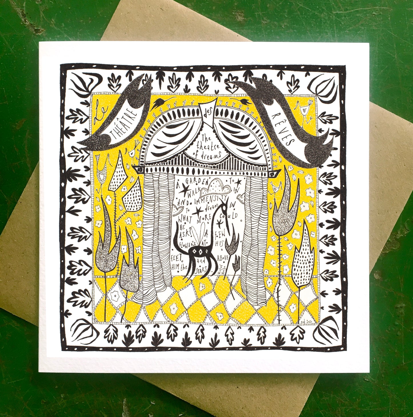 Illustrated Greetings Card (blank inside) with Kraft Brown Envelope (145mm x 145mm) - ‘A Garden to Walk In’