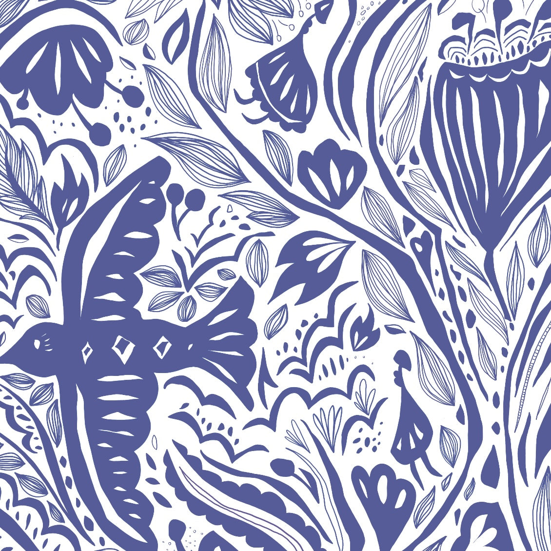 Illustrated Greetings Card (blank inside) with Kraft Brown Envelope (127mm x 177mm) - Natures Tapestry (purple)