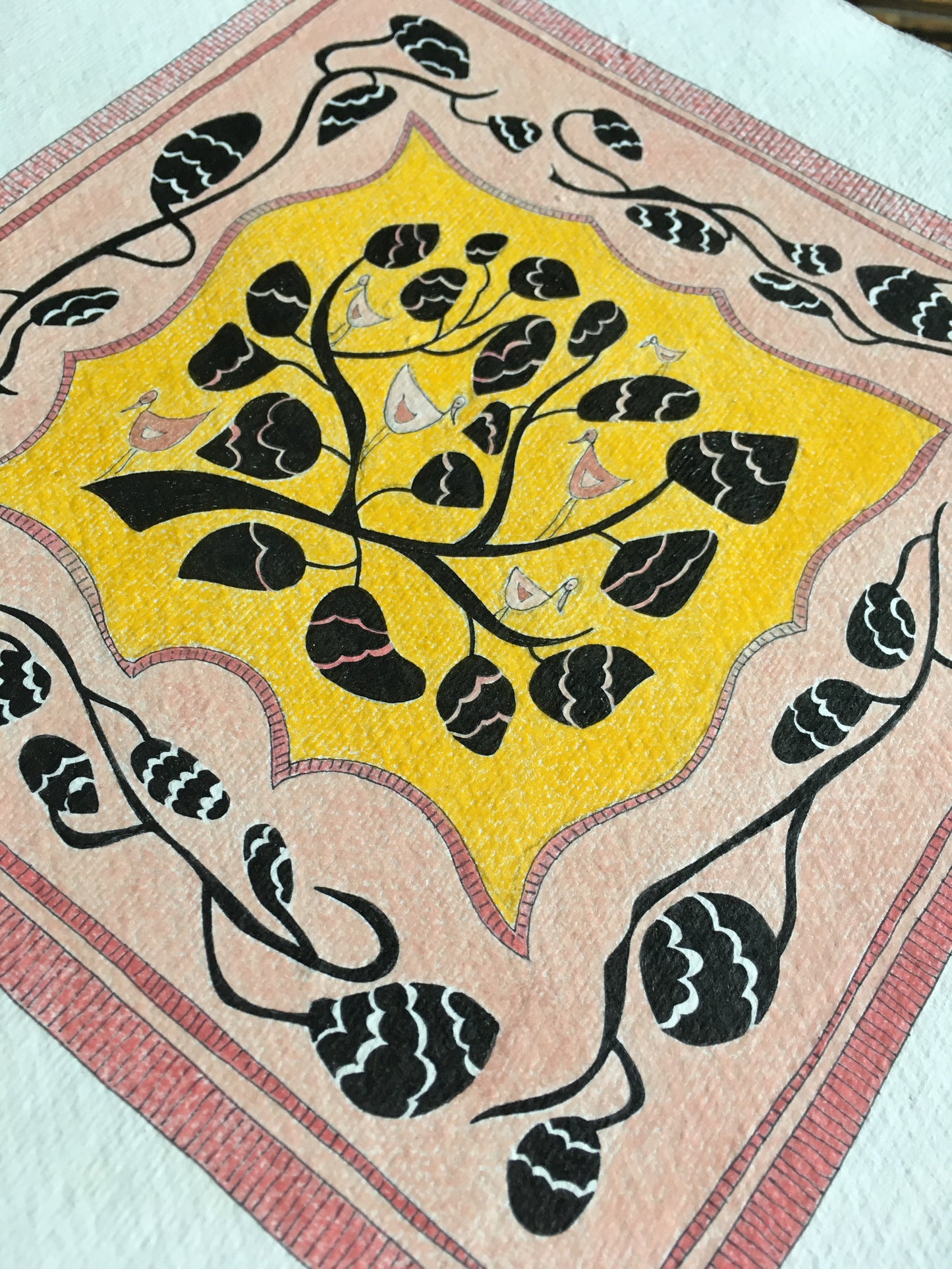 Illustrated Greetings Card (blank inside) with Kraft Brown Envelope (145mm x 145mm) - ‘A Bird in the Bush’