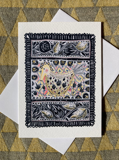 Illustrated Greetings Card (blank inside) with Kraft Brown Envelope (127mm x 177mm) - Birdy Num Nums