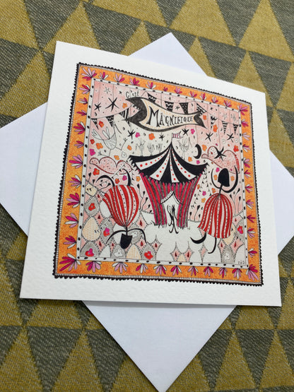 Illustrated Greetings Card (blank inside) with Kraft Brown Envelope (145mm x 145mm) - C’est Magnifique