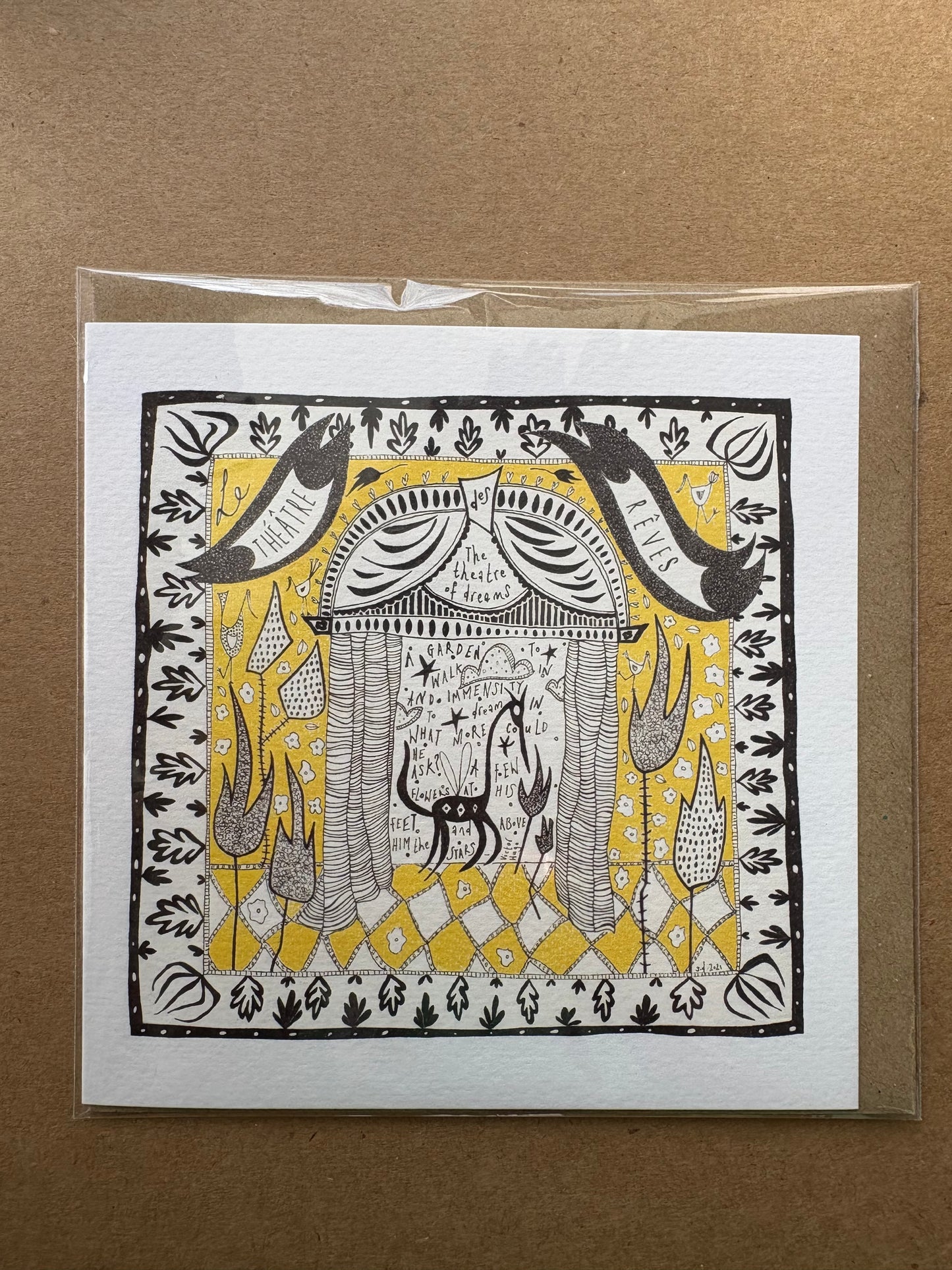 Illustrated Greetings Card (blank inside) with Kraft Brown Envelope (145mm x 145mm) - ‘A Garden to Walk In’