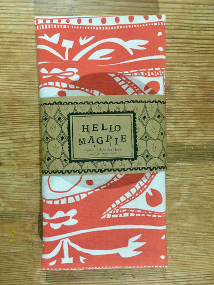 Screen Printed T-towel - Extravagance (Red)