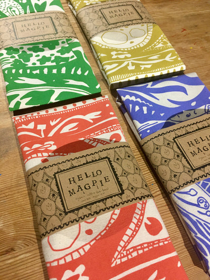 Screen Printed T-towel - Cornucopia (Green)