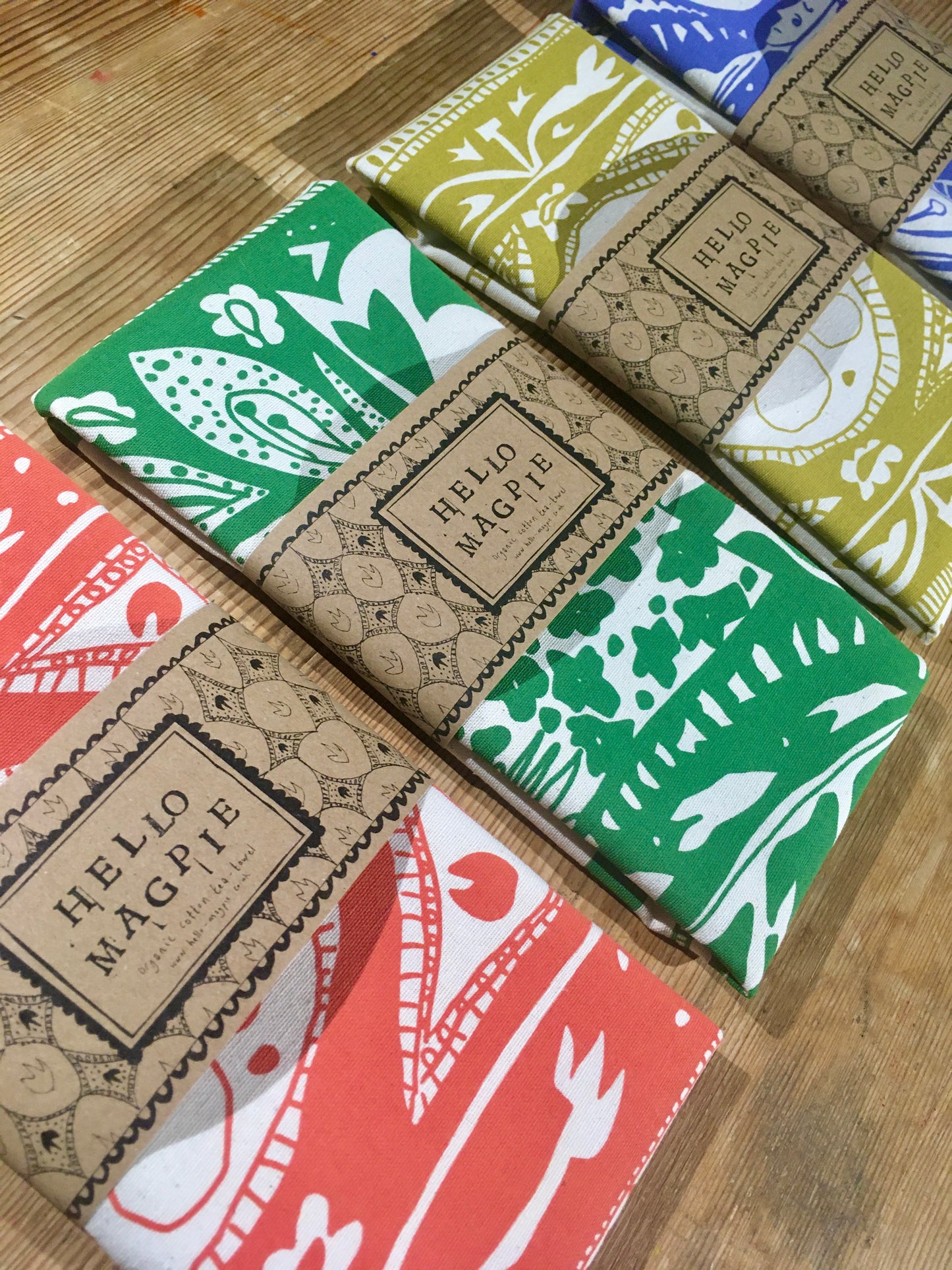 Screen Printed T-towel - Cornucopia (Green)