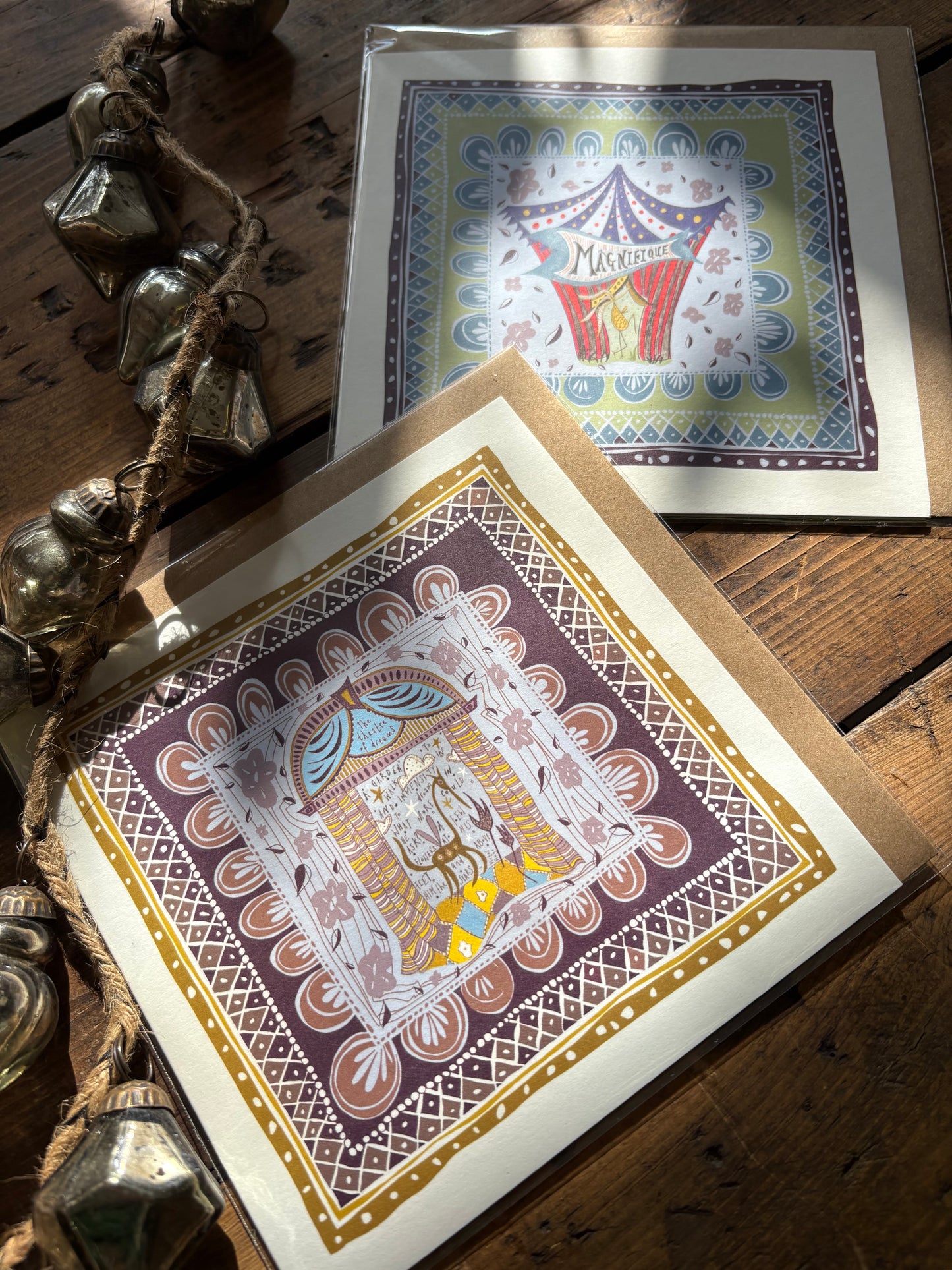 Pack of 5 - Illustrated Greetings Card (blank inside) with Kraft Brown Envelope (145mm x 145mm) - ‘A Dreamier Garden’