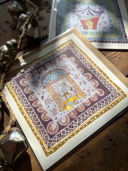 Illustrated Greetings Card (blank inside) with Kraft Brown Envelope (145mm x 145mm) - Decorative Dreams