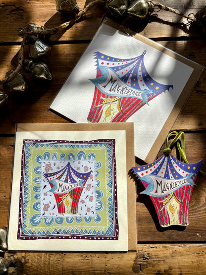 Illustrated Greetings Card (blank inside) with Kraft Brown Envelope (145mm x 145mm) - Magnifique!