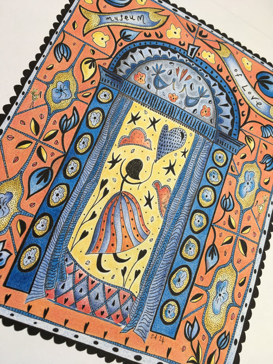 Illustrated Greetings Card (blank inside) with Kraft Brown Envelope (127mm x 177mm) - Museum of Love