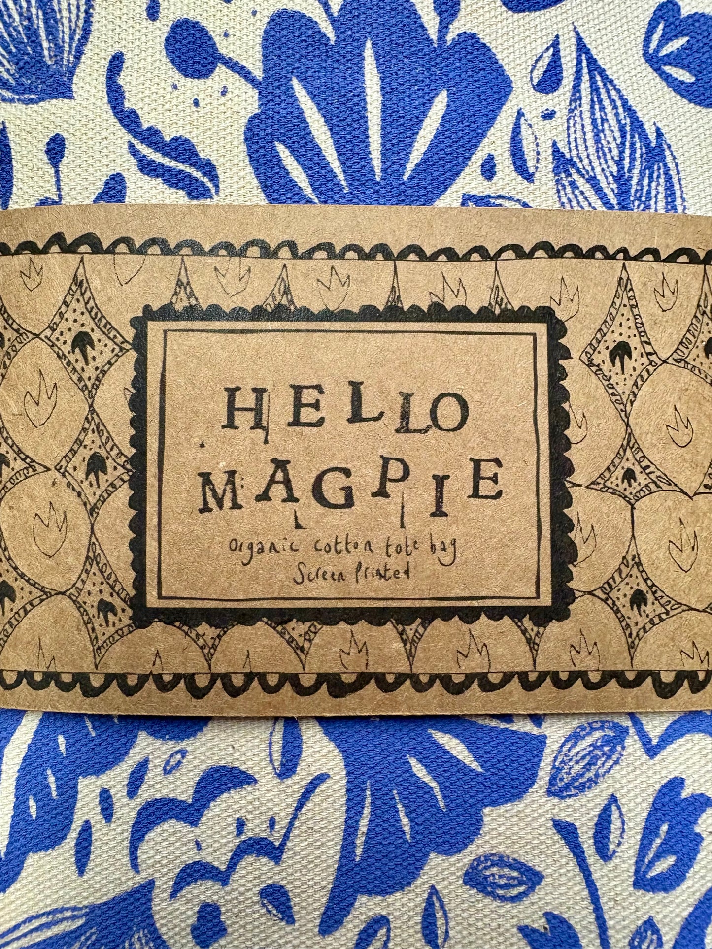 Screen Printed Tote Bags - Diamonds and Birds (Purple)