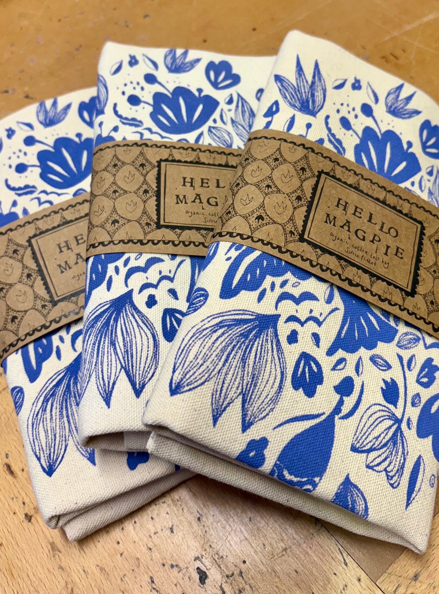 Screen Printed Tote Bags - Diamonds and Birds (Purple)