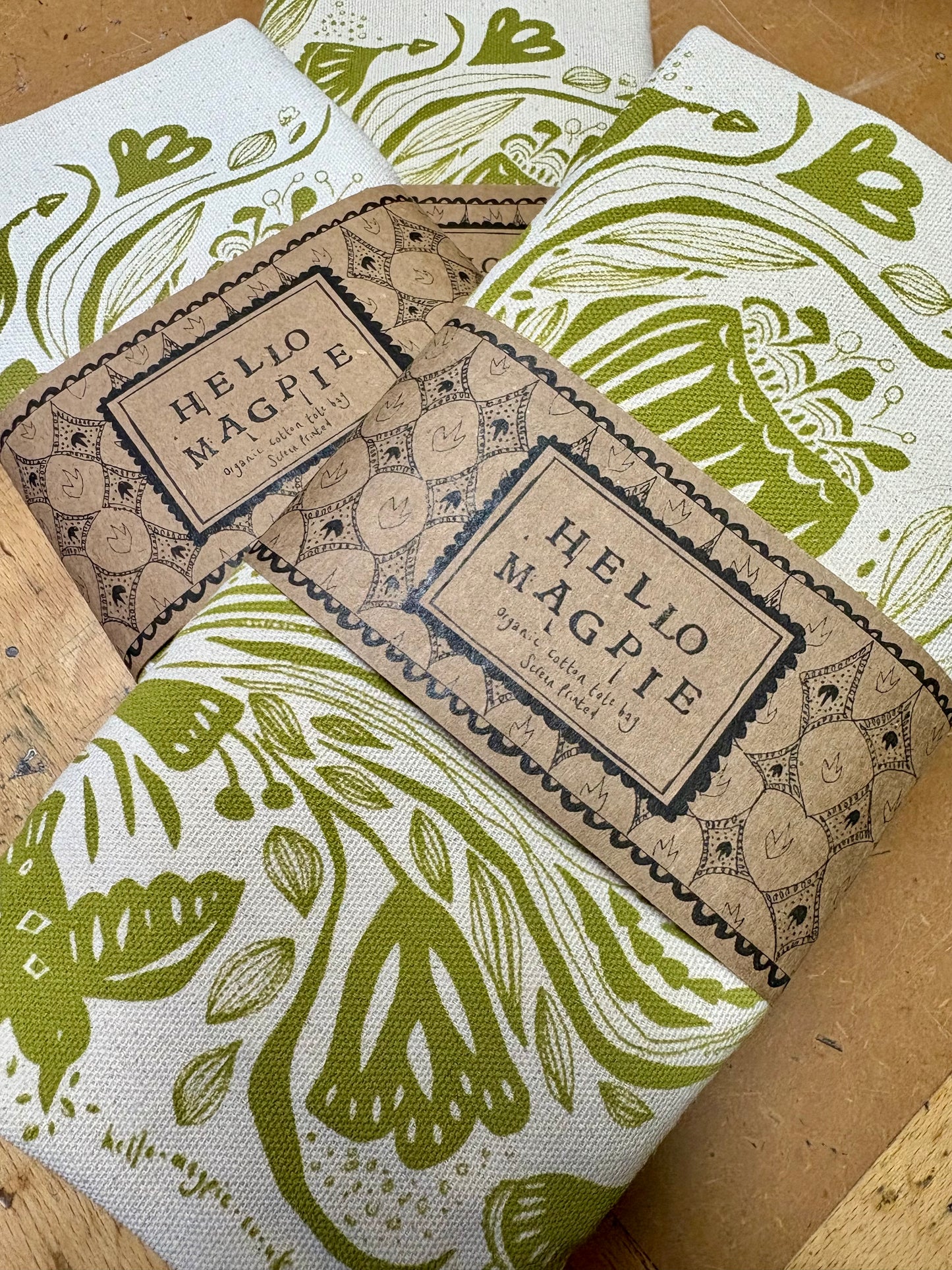 Screen Printed Tote Bags - Bouquet (gold)