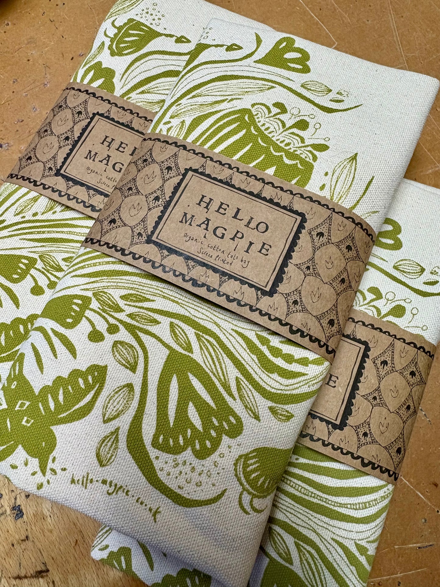 Screen Printed Tote Bags - Bouquet (gold)