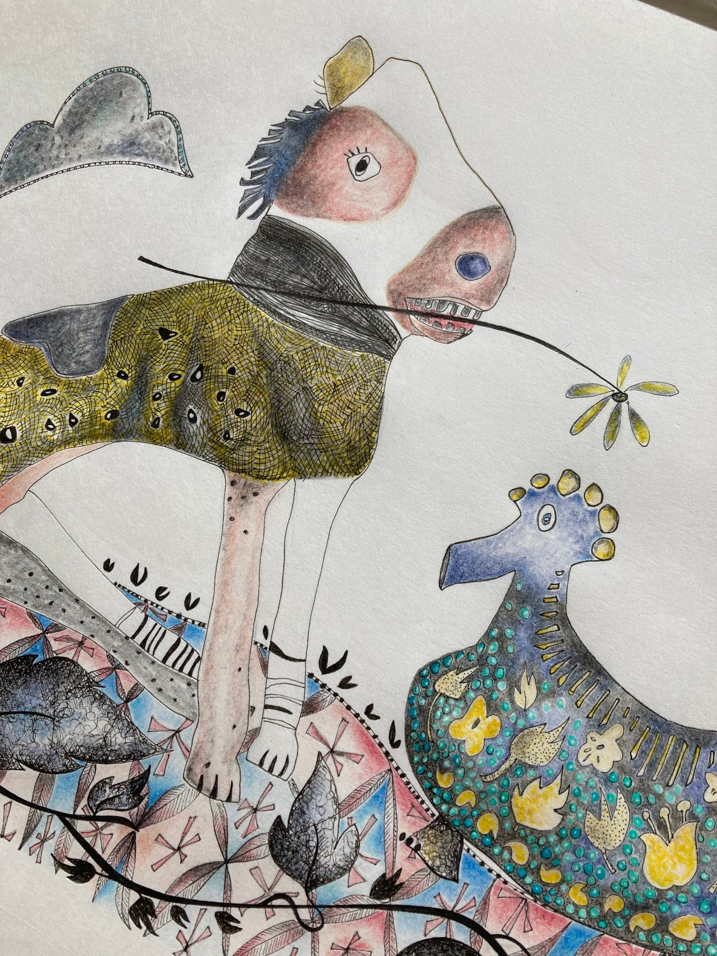 Illustrated Greetings Card (blank inside) with Kraft Brown Envelope (127mm x 177mm) - My Friend Brings Me Flowers