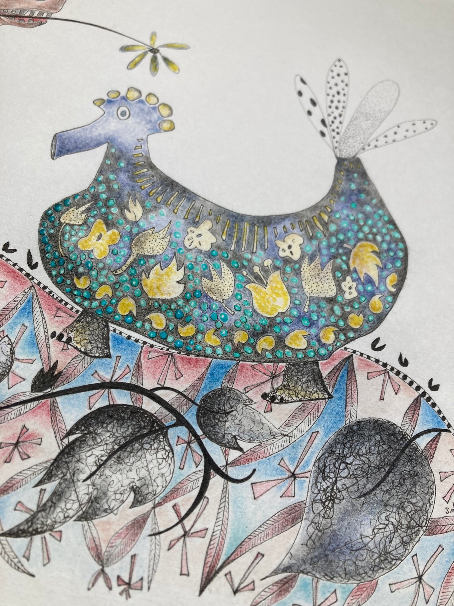 Illustrated Greetings Card (blank inside) with Kraft Brown Envelope (127mm x 177mm) - My Friend Brings Me Flowers