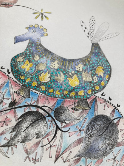 Illustrated Greetings Card (blank inside) with Kraft Brown Envelope (127mm x 177mm) - My Friend Brings Me Flowers